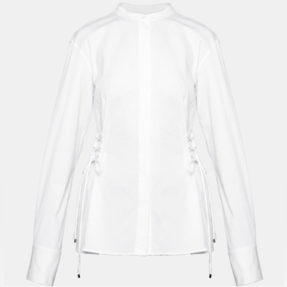 NWT THEORY WHITE LACED BUTTON DOWN, SIZE P - Picture 6 of 16